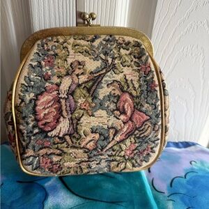 1950s JR Tapestry Clutch with Gold Accents
